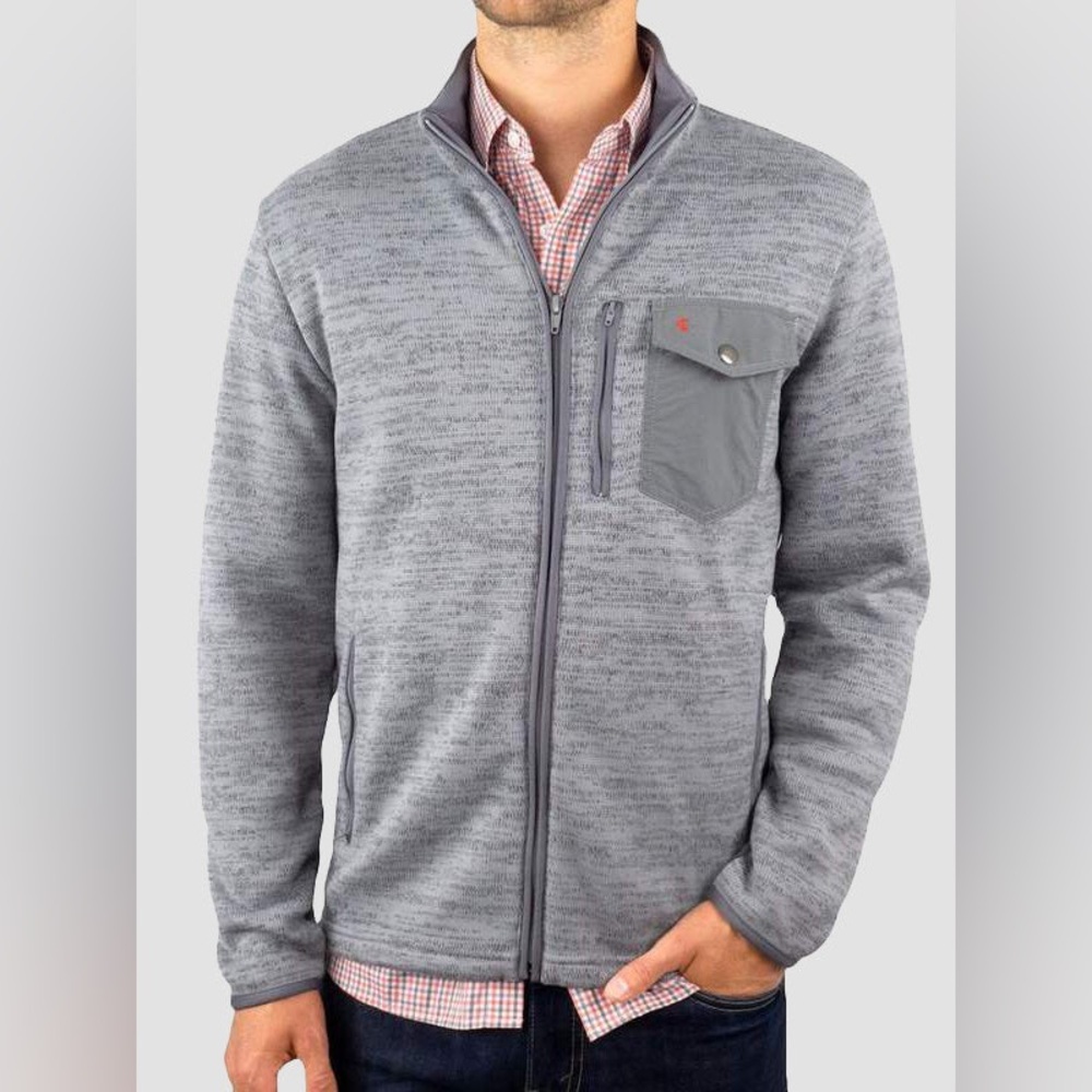 Criquet Gray Zip-Up Men's Sweater Fleece Jacket Size Medium